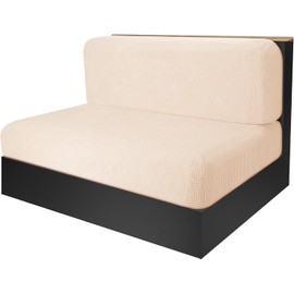 Hugebeauty RV Dinette Cushion Cover-Loveseat Sofa RV Camper Cushion Covers-Washable Stretch RV Dinette Booth Cushions Covers for RV Camper Car Bench (Beige)