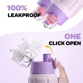 Rumiiro 600 ml Water Bottle with Filter Lid & Safety Closure, Leak-proof Water Bottle, Thermos Flask, BPA-Free with Jumping Lid for Sports, Running, School, Fitness, Children