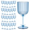 24 PCS Plastic Ribbed Wine Glasses 11oz Blue Detachable Wine