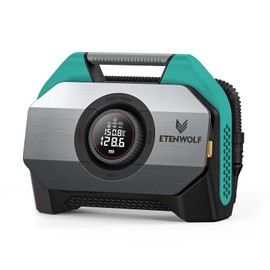 ETENWOLF VORTEX S6 Tire Inflator Portable Air Compressor for Heavy-duty Vehicles, Cordless Air Pump for Car & Inflatables with 19200 mAh Battery, 100% Duty Cycle & Dual Cylinder Bike Pump, Dark Cyan
