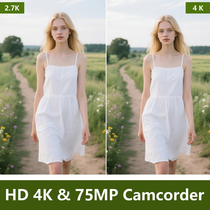 Video Camera 4K Camcorder 75MP YouTube Vlogging Camera 64G SD