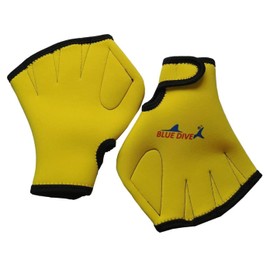 EXCEREY 1 Pair Swimming Webbed Gloves Training Gloves Aquatic Fitness Paddles Water Resistance Diving Hand Web for Men, Women, Scuba Diving, Snorkeling, Spear Fishing (Yellow,Free Size)