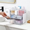 Makeup Organizer Countertop with Makeup Brush Holder,White