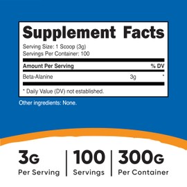 Nutricost Beta Alanine Powder 300 Grams (10.7oz) - 3 Grams Per Serving
