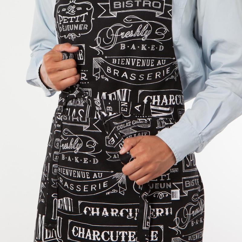 Now Designs Chalkboard Cotton Chef's Kitchen Apron, Black Print 28