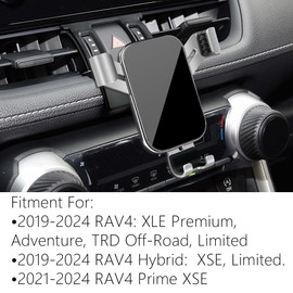 LUNQIN - Soporte para teléfono de coche para Toyota RAV4 XLE Premium Adventure TRD Off-Road Limited y RAV4 Hybrid XSE Limited 2019-24 y RAV4 Hybrid XSE Limited y 2021-24 RAV4 Prime XSE Auto