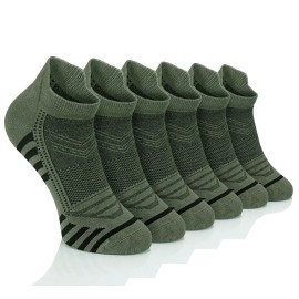 anatolian Mens Bamboo Ankle Socks with Heel Tab Low Cut Thin Athletic Performance 6 pairs - Army Green