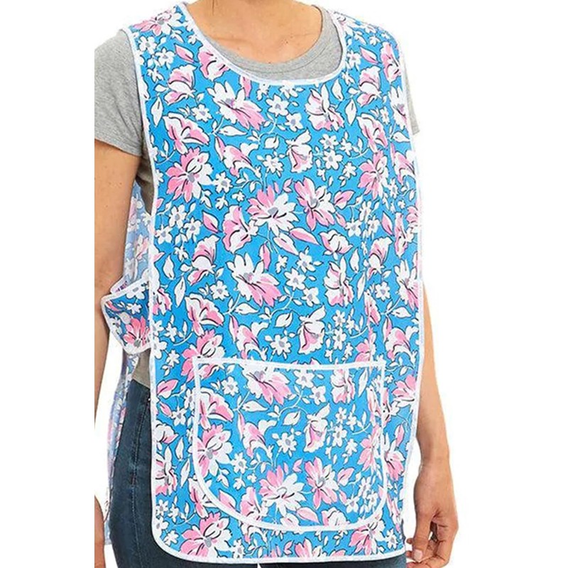 Ladies Floral Design With Piping Tabard Apron Overalls Front Pocket