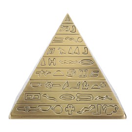 Metal Ashtray with Cover Retro Office Ornaments Smoking Gifts Egyptian Pyramids shape(Bronzed )