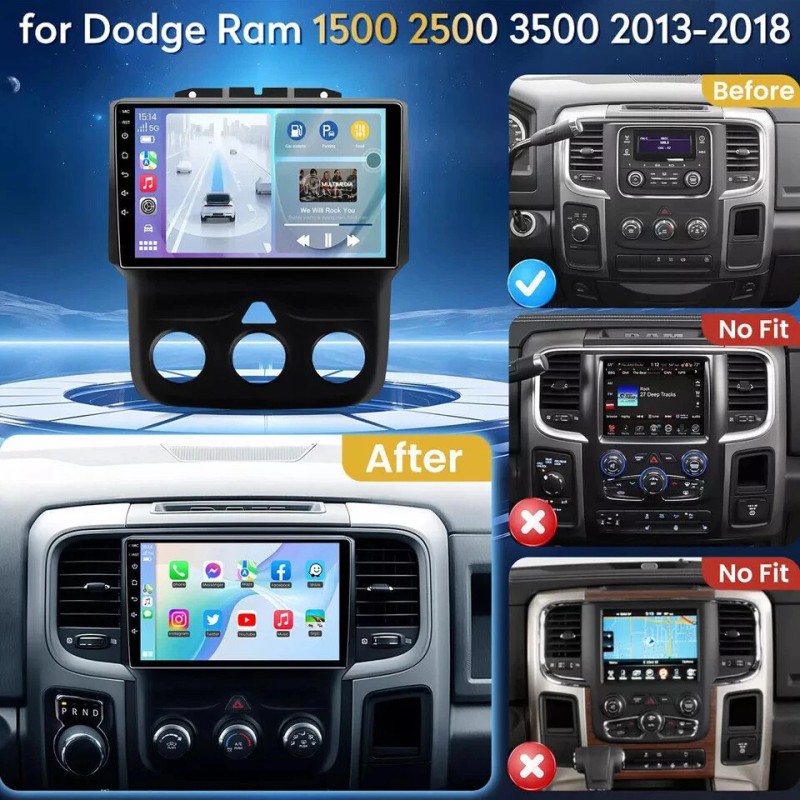 Unbranded Car Stereo For 2013-2018 2+32G Dodge Ram 1500 2500