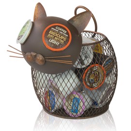 Coffee Pod Organizer - Home Coffee Bar Functional Décor - Café Station Countertop Storage Accessories (Cat)