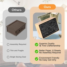 Cash Vault Wooden Savings Box, Piggy Bank for Adults Kids with 8 Saving Targets 500-10000 Challenge Box Money Saving Goals, Gold One Piece Coin Cash Saver Storage Case Bank No Install Required