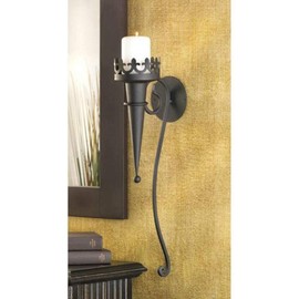 Regina Braga Set of 2 Gothic Torches Castle Throne Dungeon Candle Holder Wall Mount Hanging Sconce Torch