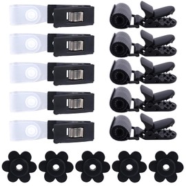 15pcs Garden Flags Clips & Stoppers, Anti-Wind Plastic Stand Pole Magic Patch Clip with Rubber Stopper Flags Holder Clips Hardware Accessories for Indoor Outdoor Yard Lawn