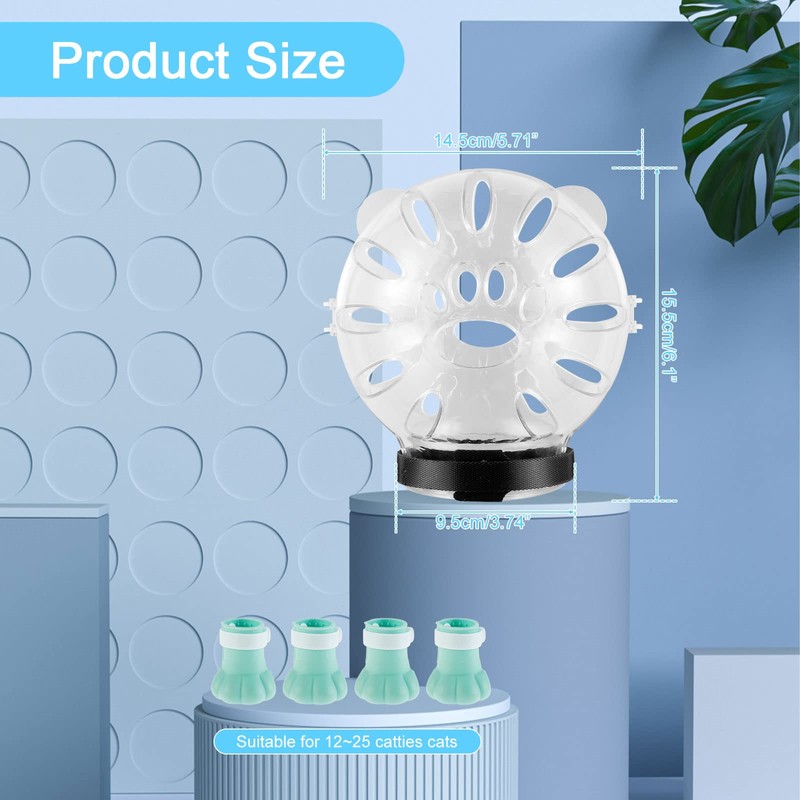 Cat Muzzle & Boots - Breathable Mouth Cover for Grooming