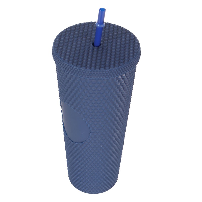 Coffee Tumbler with Lid and Straw Matte Dark Blue Double