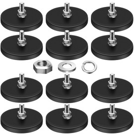 DIYMAG 12Pcs Rubber Coated Magnets, Adhesive Power 30LBS Anti-Scratch Neodymium Large Magnet Base with M5 Threaded Magnet with Bolts and Nuts, Strong Magnets Hold for Light Bar, Mirror, Camera, PTZ