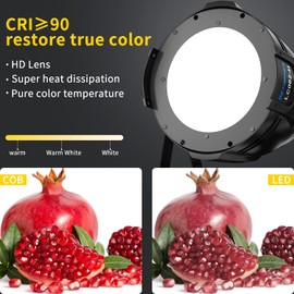 BETOPPER Stage Lights, 200W COB LED Stage Spotlights, Warm & Cold White LED Par Light, DMX/Master-Slave Lights’, Spotlight/Fresnel Lighting for Church, Wedding, Theater, Photo Studio