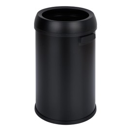 GarveeHome 17 Gallon/65 Liter Open Top Trash Can, Stainless Steel Rubbish Bin, Commercial Grade Waste Container, Round Garbage Can for Outdoor, Home Office, Restaurant, Black