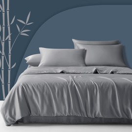 Fittia Lyocell Bamboo Cushion Cover Bamboo Fibre Pillowcase Silky Soft Cooling Breathable with Concealed Zip Silver Grey 40 x 40 cm Set of 2