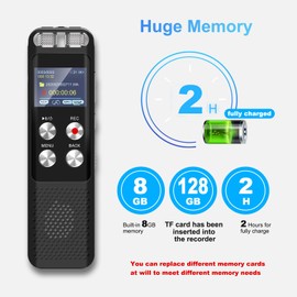 136GB Digital Voice Recorder: Voice Activated Recorders with Playback, Audio Recording Device for Lectures Meetings, Dictaphone Sound Portable Tape Recorder with Password | USB
