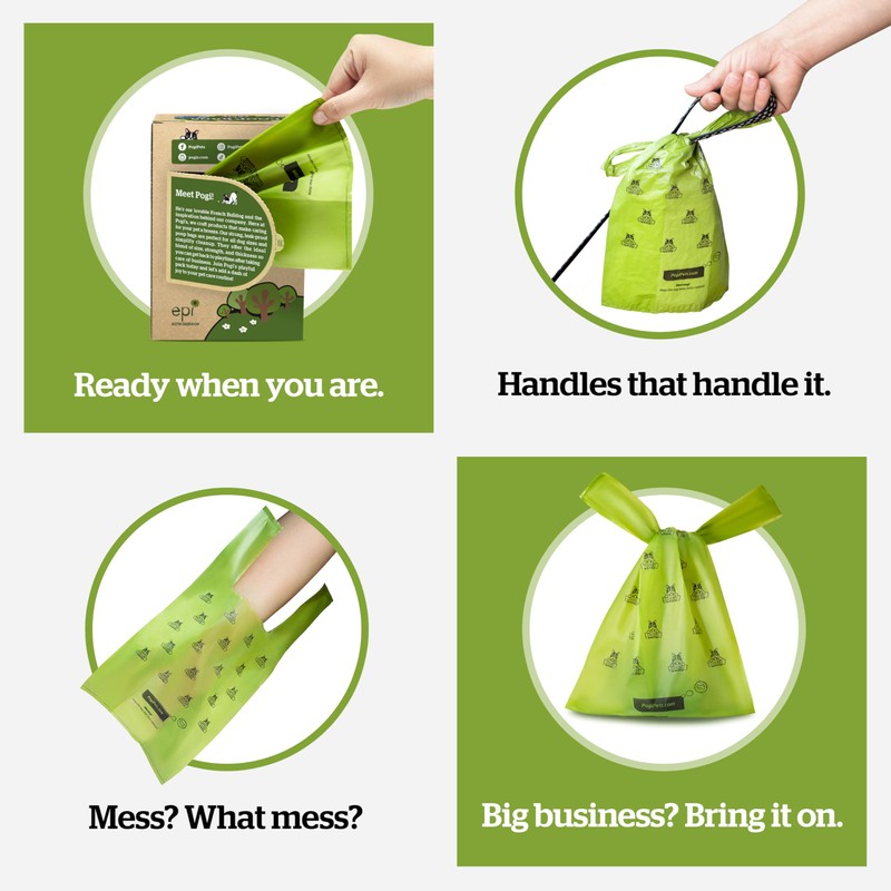 Pogi's 300 Unscented Dog Poop Bags with Handles - Earth-Friendly,