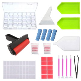 INSANYJ Diamond Painting Accessories, 75 Pieces, DIY 5D Diamond Painting Tool Set, with Diamond Painting Roller Tool and 28 Compartment Diamond Sorting Box, for Adults / Children