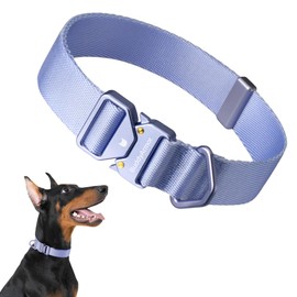BuddyArmor Dog Collar Pro, Soft Lightweight Dog Collar with Metal Buckle Quick Release Heavy Duty Adjustable Nylon Dog Collar for Training Walking for Small Medium Large Dogs (Armor Blue, L)