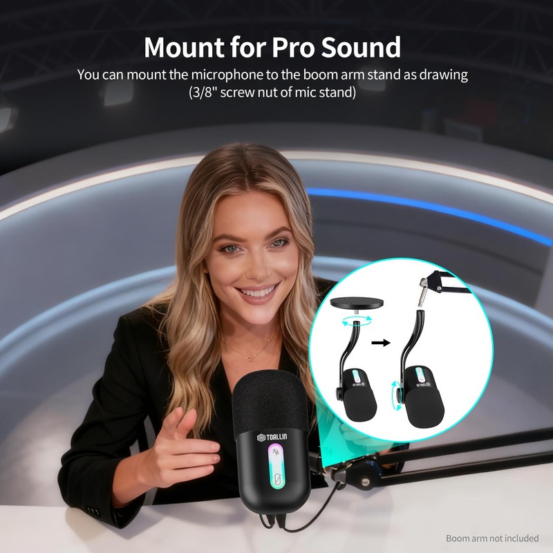 TOALLIN CM60 - USB Condenser Microphone for Recording, Streaming, Podcasting,