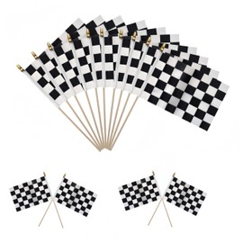 Racing Car Flags on a Wooden Stick 20 PCS Checkered Small Flags Hand Waving Flag Hand Held Small Flag Mini Solid Flag Small DIY Flags On Stick Party Garden Outdoor Decorations 14 * 21cm/5.5 * 8.2in