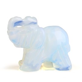 XIANNVXI Opal Crystal Elephant Ornament Crystals Elephant Figurine Reiki Natural Carved Gemstone 1.5" Cute Lucky Elephant Gifts