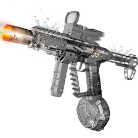 Electric Water Gun for Adults & Kids, Automatic Squirt Gun with 26 FT Range, Flashing Muzzle, USB Rechargeable Battery, 320cc Drum Reservoir, Outdoor Beach Pool Party Toys for Boys Girls