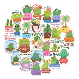 Navy Peony Lovable Cactus and Succulent Stickers (25 Pieces) - Cute, Waterproof, Child | House Plant Quote Stickers for Kids Craft, Laptop, Party Favor