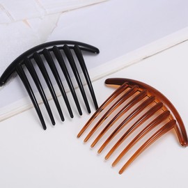 AIMALL Set of 24 Plastic Hair Combs for Women, Seven Teeth Design, 12 Black & 12 Coffee Colours, Simple and Durable Hair Accessories, 4.13 x 3.34 Inches, Ideal for Short Bangs and Styling