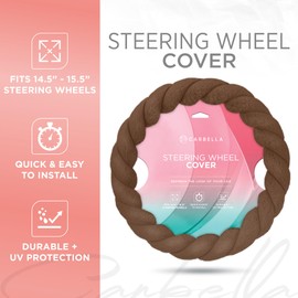 Carbella Twisted Fur Brown Soft Steering Wheel Cover, Standard 15 Inch Size Fits Most Vehicles, Fuzzy Fluffy Car Steering Cover with Soft Faux Fur Touch, Car Accessories for Women