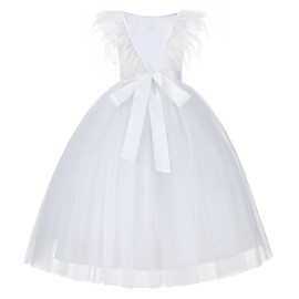 ekidsbridal Backless Ostrich Feather Baby Toddler Girl Formal Dresses Social Events OS3 12 White