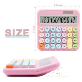 Pink Calculator, QpenguinBabies Standard Calculator 12 Digit with Large LCD Display and Big Buttons,Pink Office Accessories for Women Desk,Cute Calculator for Office,School, Home,Business
