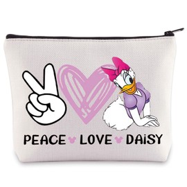 WZMPA - Bolsa de cosméticos de pato margaritas, regalos para fanáticos de la paz, amor, margaritas, bolsa con cierre, bolsa de maquillaje con, Love Daisy, Bolsa de cosméticos
