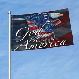 God Bless American Flag Eagle Patriotic Happy July 4th Welcome Party Outdoor Outside Decorations Picks Home House Garden Yard Decor 3 X 5 Ft Large Flag