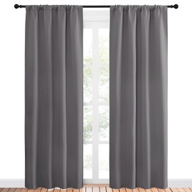 NICETOWN Blackout Curtains 84 for Office - 3 Pass Microfiber Noise Reducing Thermal Insulated Solid Rod Pocket Blackout Window Panels/Drapes (2 Panels, 42 x 84 Inch, Gray)