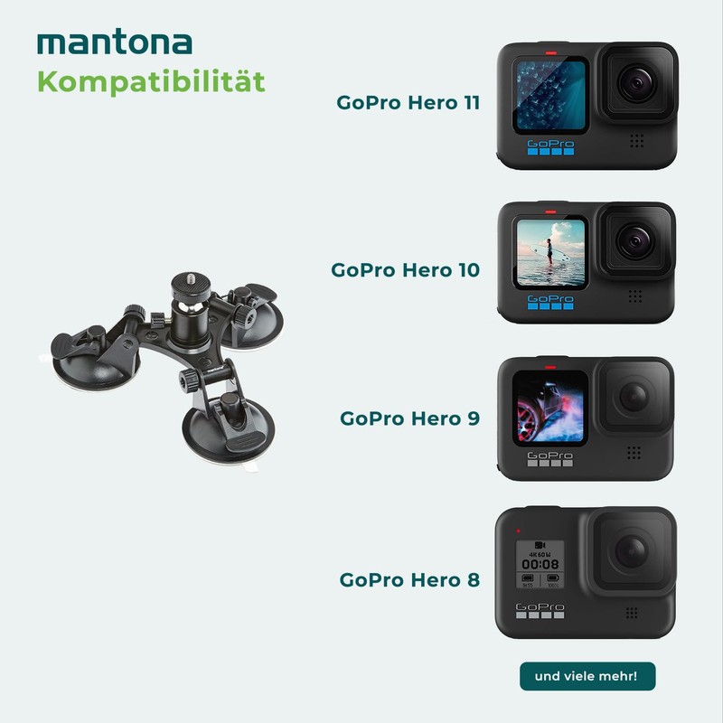 Mantona 3-Leg Suction Cup Holder for GoPro - Black