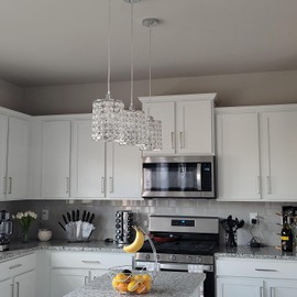 TISLYCO Modern Crystal Pendant Light Fixtures Set of 2, Ceiling Hanging Crystal Chandelier Over Kitchen Island Sink Lighting,Chrome Pendant Lighting For Dining Room, Bathroom, Hallway, EntryWay,Closet