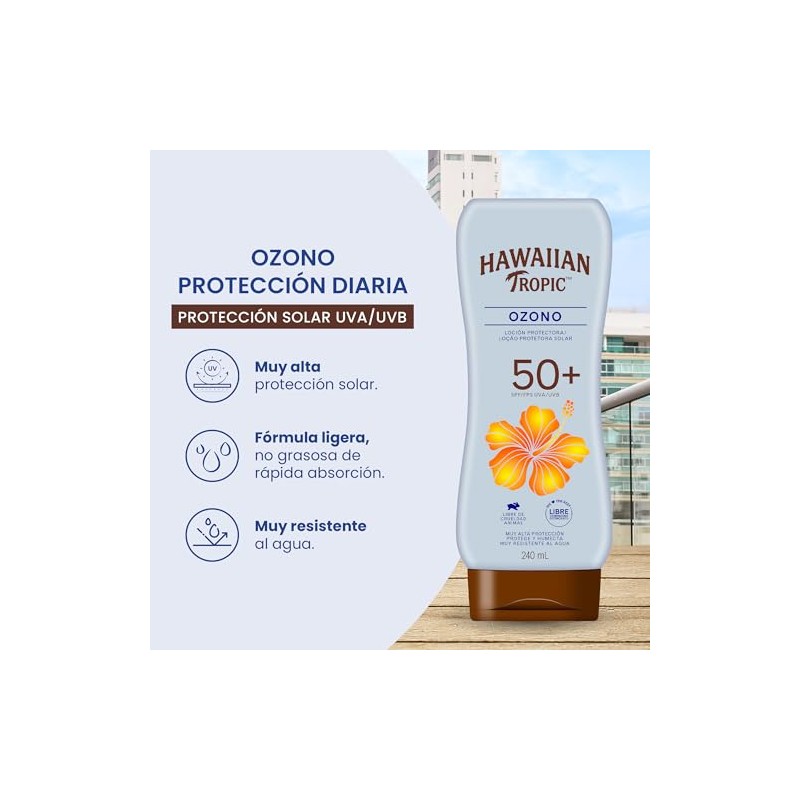 Hawaiian Tropic Ozono Protector Solar 50+ FPS Loción de 240