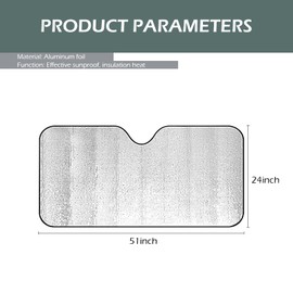 Polcatay Car Windshield Sunshade, Keep Car Cool Heat-Insulation Reflective Board, Interior Sun-Proof Protection Foldable Front Window Sun Shield, Universal for Cars Trucks (Silver #51.1" x 23.6 ")