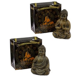 Puckator Thai Buddha Figure in a Mini Gift Bag - Cute Room Decor - Aesthetic Feng Shui Meditation Accessories - Garden Ornaments - Shelf Desk Decorations - Mindfulness Home Gifts - Statues