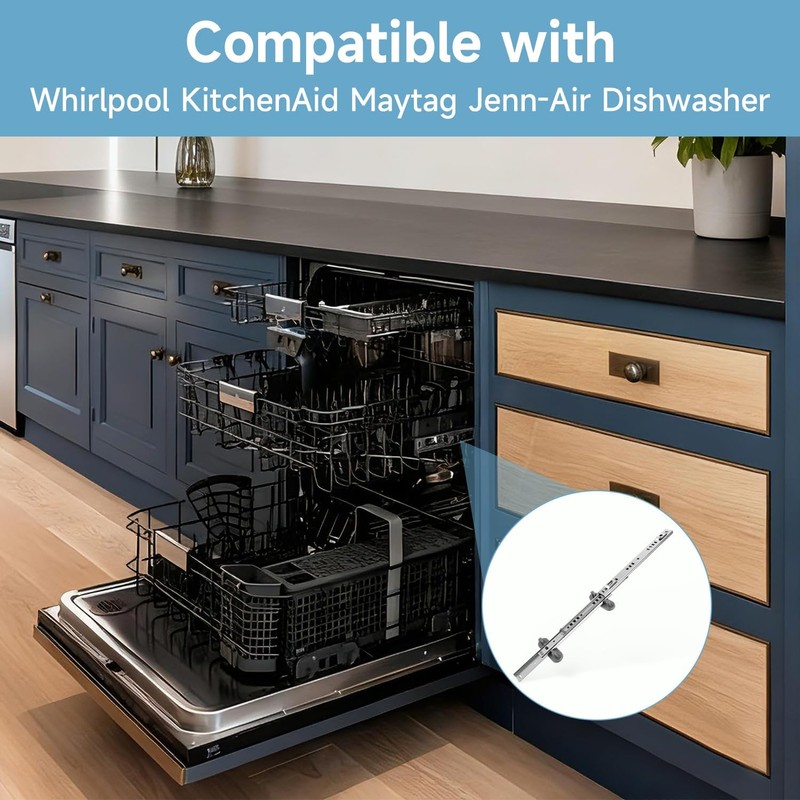 LEYURISE Dishwasher Upper Dishrack Slide Track(Left & Right) Compatible with