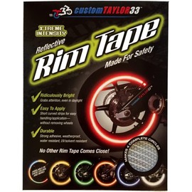 customTAYLOR33 White/Silver/Chrome High Intensity Grade Reflective Copyrighted Safety Rim Tapes - (Must Select Your Rim Size) (27.5" (TIRE Size, for Bicycles/eBikes))