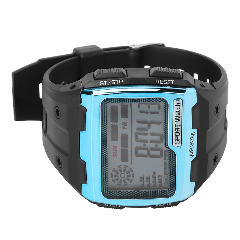 Digital Sports Watch Large Dial Night Light Waterproof Dual Time