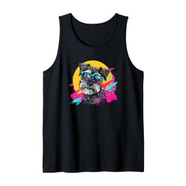 Funny Retro Vintage 80s Miniature Schnauzer Lover Tank Top