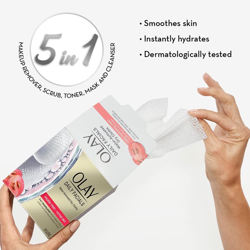 Olay 4-In-1 Daily Facial Cloths, Normal Skin 33 Count, Packaging